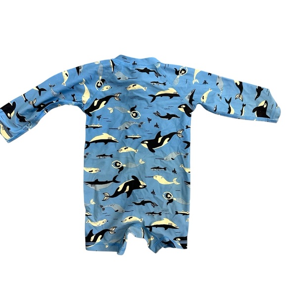 Hanna Andersson Rash Guard Swimsuit Blue Whales Size 12-18 Months - Picture 2 of 5